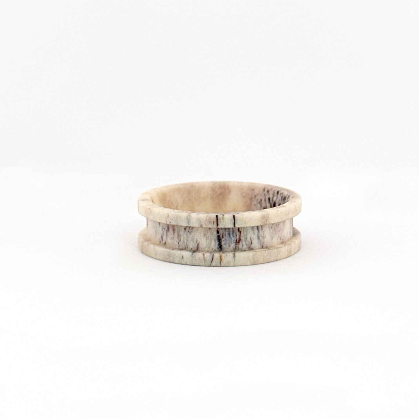 The Clyde Ring made from natural deer antler with a 4mm center inlay.