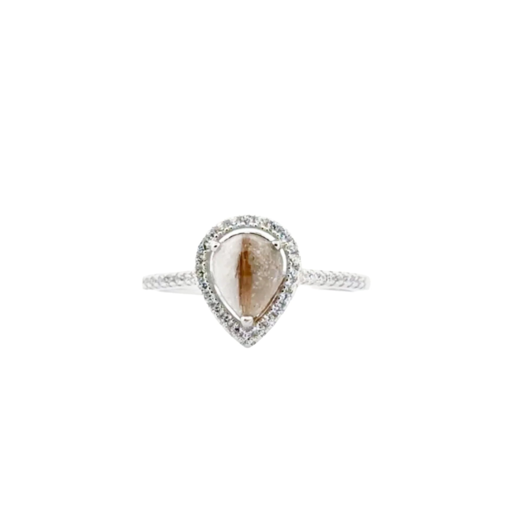 Closeup of Aurora Ring Stack featuring the layered design and personalized inclusions.