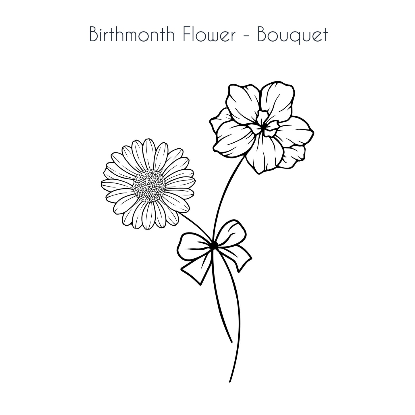 Example of a personalized birth flower bouquet featuring stem 2 with flowers for April and July, along with bow 3 for decoration.