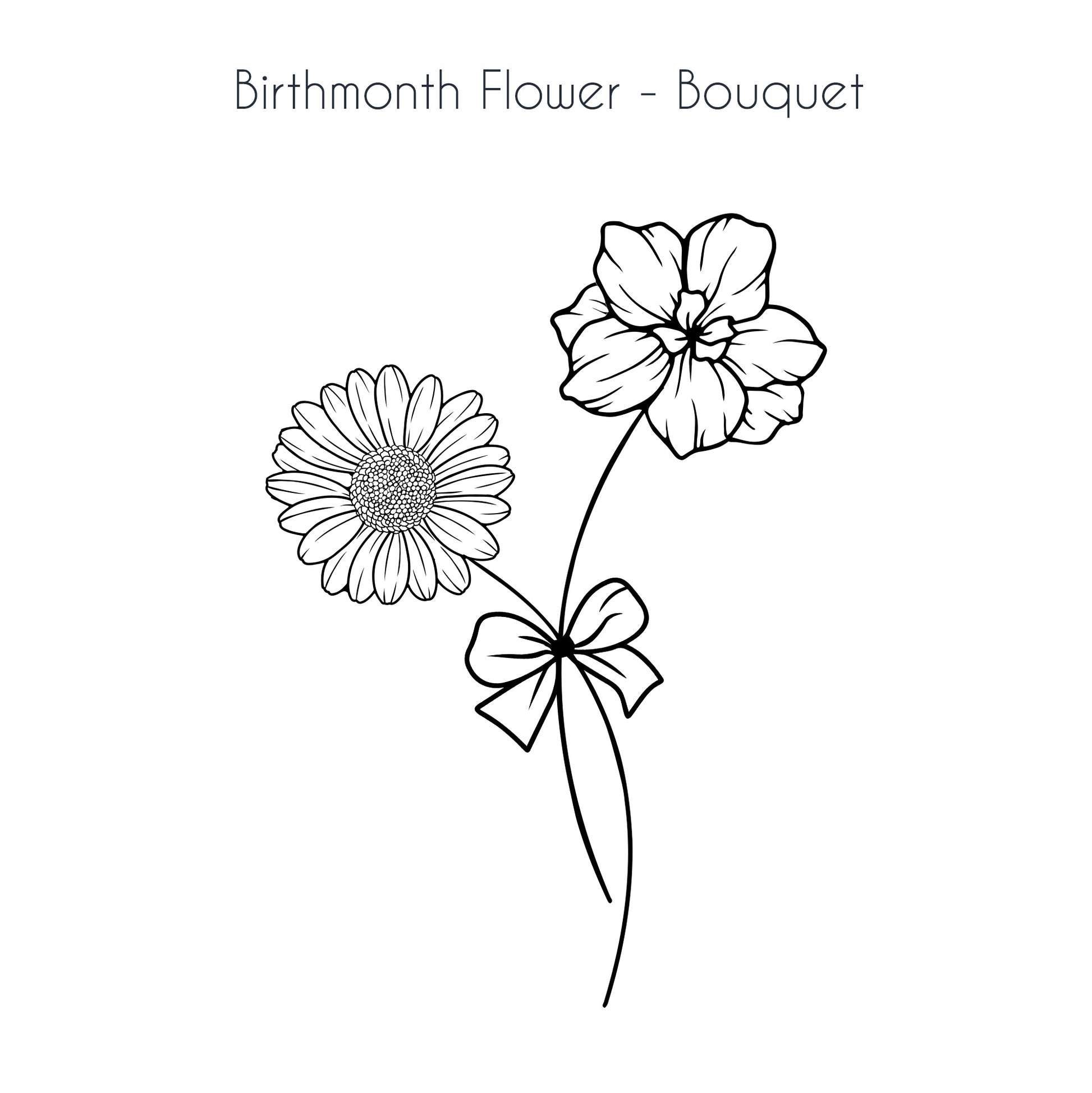 Example of a personalized birth flower bouquet featuring stem 2 with flowers for April and July, along with bow 3 for decoration.