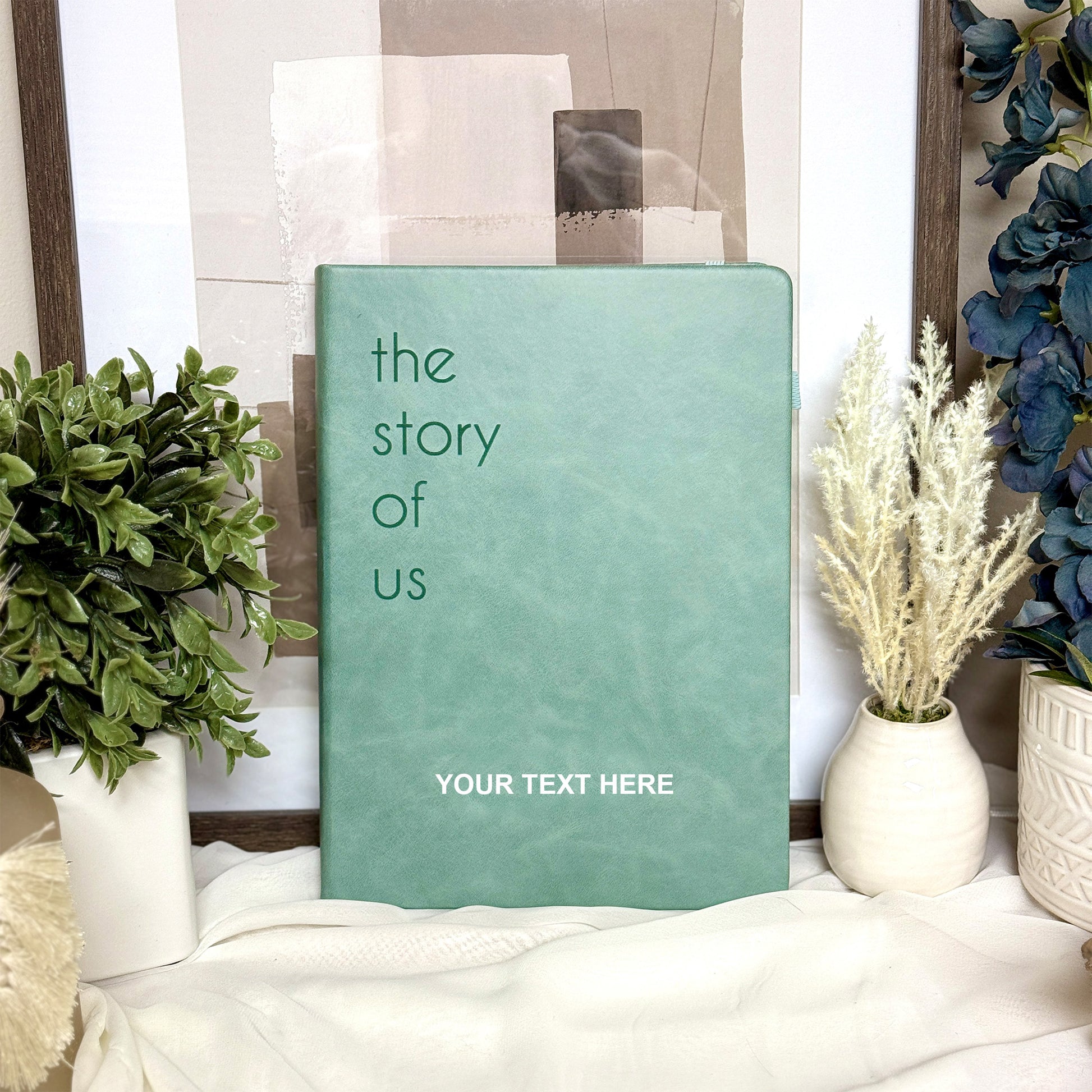 Engraved leather journal with the option for customization, ideal for a spouse or family.