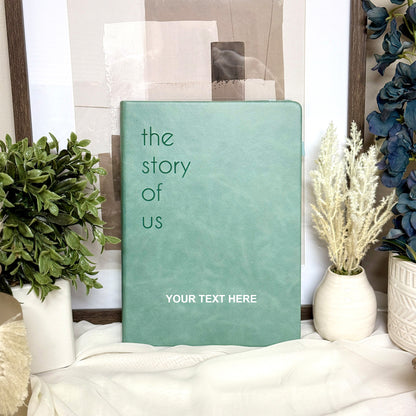 Engraved leather journal with the option for customization, ideal for a spouse or family.
