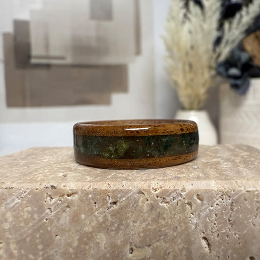 The Woodford Ring made from authentic Hawaiian Koa Wood with a 4mm inlay.